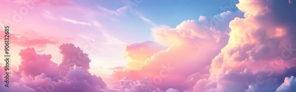 Fototapeta Dreamy Ethereal Dreamcore Sky with Colorful Pastel Clouds Creating a Magical and Serene Atmosphere. A Captivating Display of Dreamcore Aesthetic in the Sky.