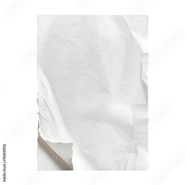 Fototapeta crumpled paper isolated on white background,generative ai