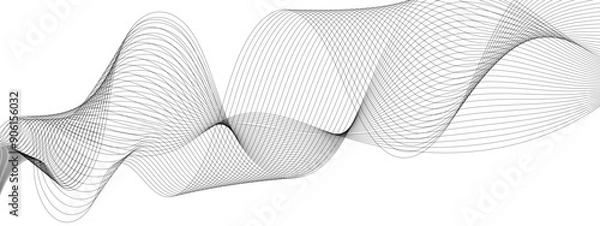 Fototapeta Abstract gradient grey wavy flowing dynamic smooth curve lines background. Digital future technology concept, presentation, web design, cover, web, texture, technology, science, data, music, magazine.