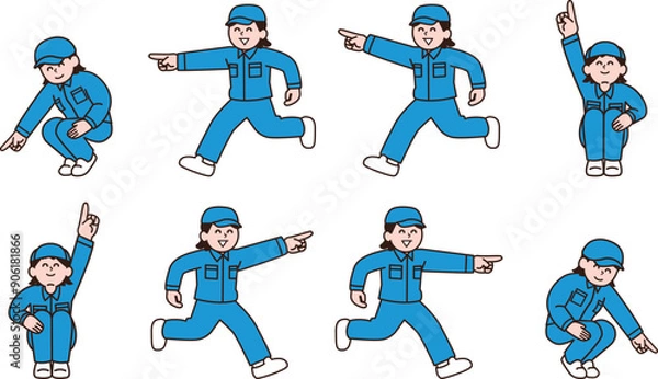 Obraz 指差す女性作業員（ベクター）