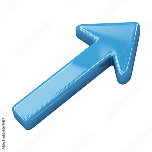 Fototapeta 3D Blue Download Arrow On Transparent Png Background For Download Buttons . Generative ai