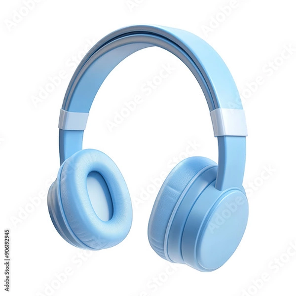 Fototapeta 3D Blue Headset Icon On Transparent Png Background For Customer Support Icons . Generative ai