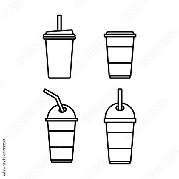 Obraz set collection drink cup icon design vector line style