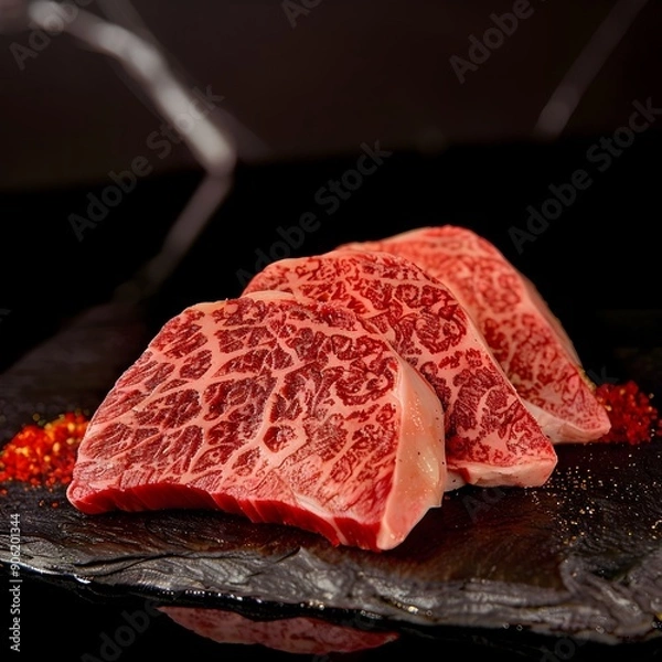 Obraz Delicate Texture of Perfectly Cooked Wagyu Beef in Professional Photography