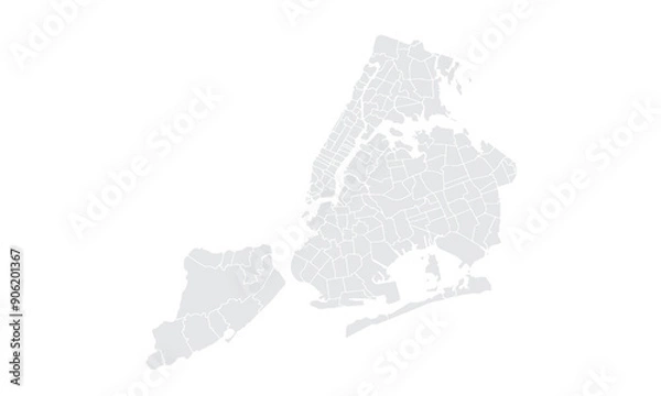 Fototapeta New York City map Grayscale,isolated on white background for website layouts,background,education, precise,customizable,Travel worldwide,map silhouette backdrop,earth geography, political,reports.