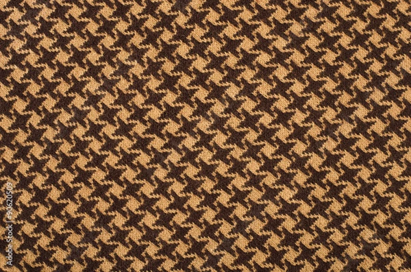 Obraz Brown wool houndstooth pattern. Dogstooth check design as background.