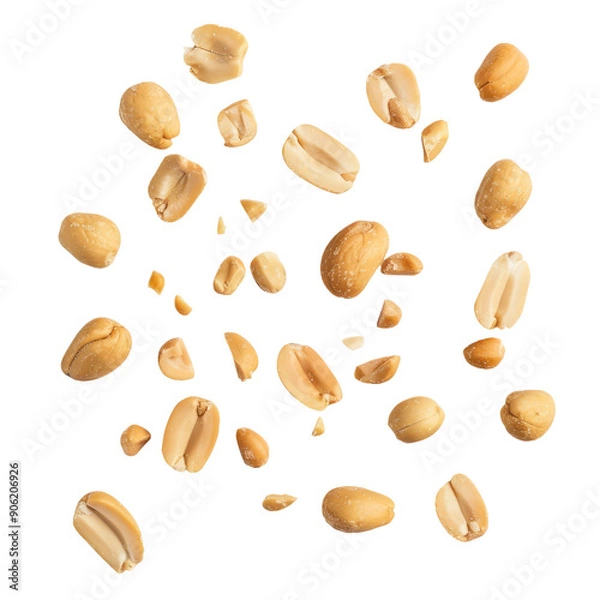 Fototapeta Tasty and nutritious peanuts isolated on transparent white background, clipping path