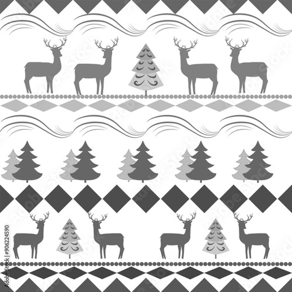 Fototapeta Deer and tree pattern for northern apparel