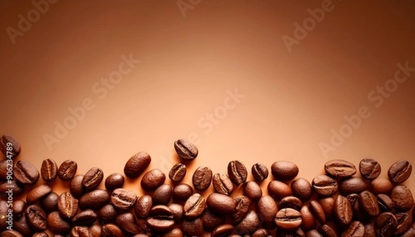 Obraz fresh coffee beans on Brown background