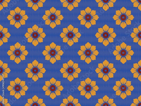Fototapeta Geometric Ethnic pattern, 
Native American tribal fabric, tile, carpet, vector, 
illustration design, on navy blue background 