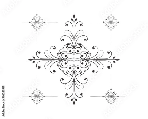 Obraz Set of Fancy Decorative Ornamental Lines vector. ai generated