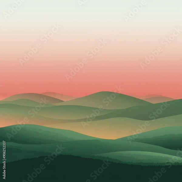 Fototapeta A natural landscape background with a smooth gradient mimicking a sunset over rolling hills