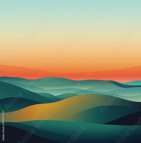 Fototapeta A natural landscape background with a smooth gradient mimicking a sunset over rolling hills