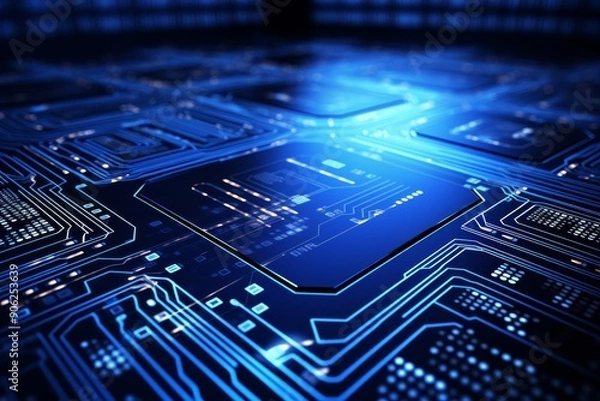 Fototapeta Artificial intelligence and microchip technology.