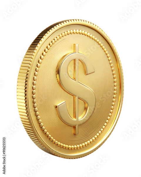 Obraz gold dollar coin isolated on white background , png format