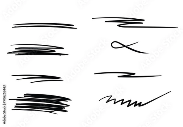 Fototapeta Hand draw strokes lines on transparent background. drawn with a pen. set of hand drawn marker lines. brush lines