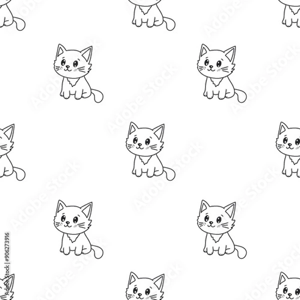 Fototapeta seamless pattern with cats