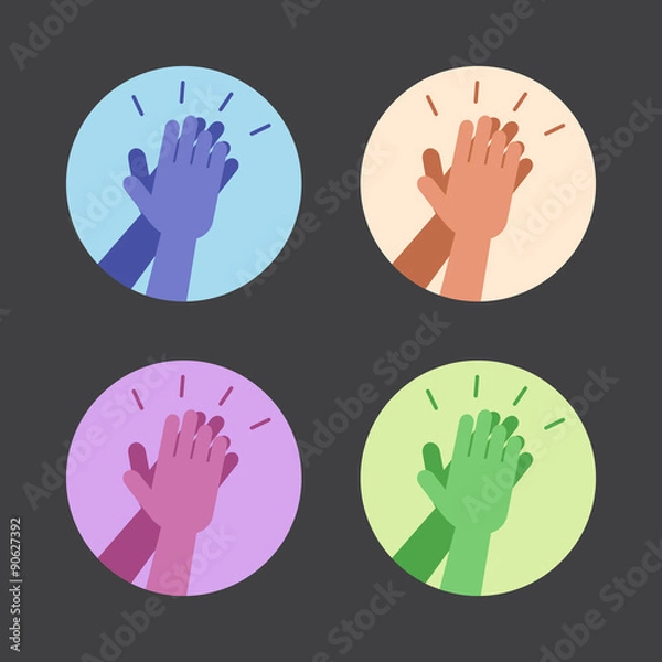 Obraz Set of icons with two hands giving a high five.