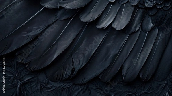 Fototapeta Black Raven Feathers Close Up