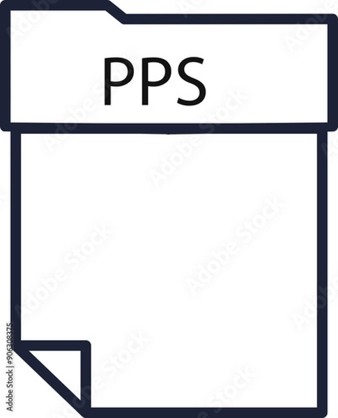 Fototapeta PPS File format minimal icon with thick outline