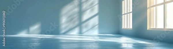 Fototapeta Soft Pastel Blue Backdrop with Gentle Shadows for Product Presentation and Copy Space