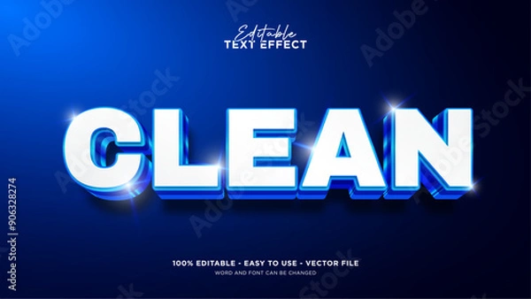 Obraz Editable clean text style effect, 3d vector mock up