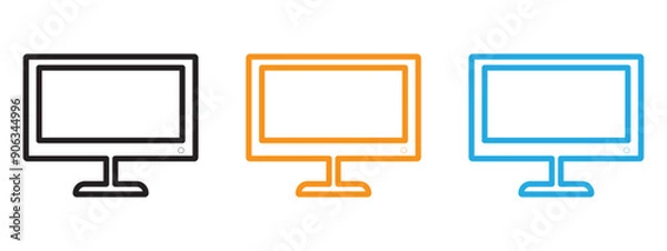 Fototapeta TV icon Flat vector set outline