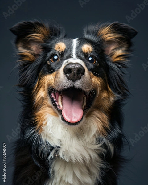 Fototapeta close up of a Collie is standing with its tongue out