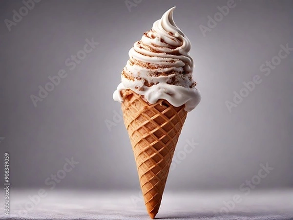 Fototapeta Soft Serve Ice Cream Cone with Waffle Cone