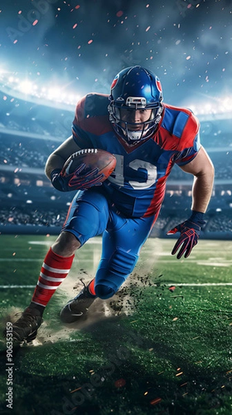 Fototapeta Intense Rugby Action Under the Lights: A Clash of Strength and Strategy