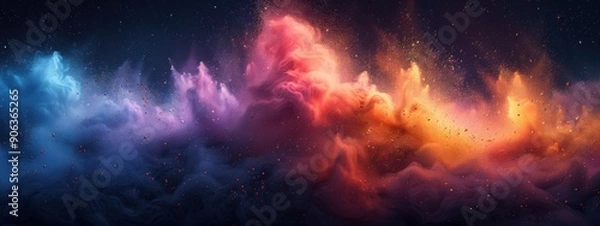 Fototapeta Vibrant Hues: Use a bold and contrasting color palette to capture the explosive energy of the paint. Experiment with neons, fluorescents, and primary colors.