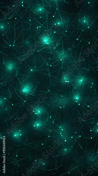 Fototapeta Digital green black network geometric abstract graphics poster background