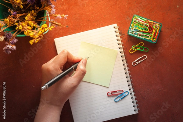 Fototapeta notepad and sticky paper