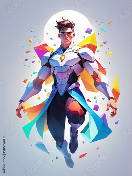 Fototapeta Ethereal male form with colorful polygons