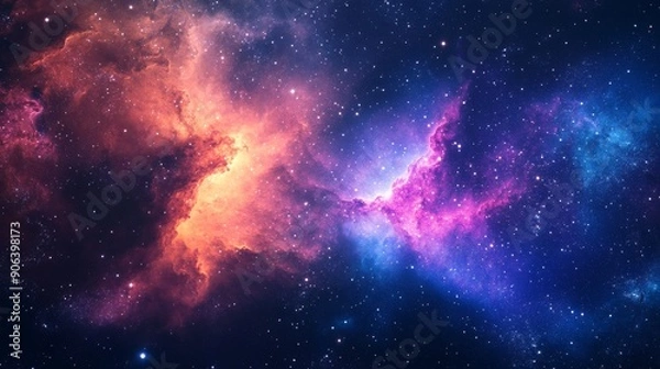 Obraz Beautiful colorful nebula in space, background with stars and galaxies.