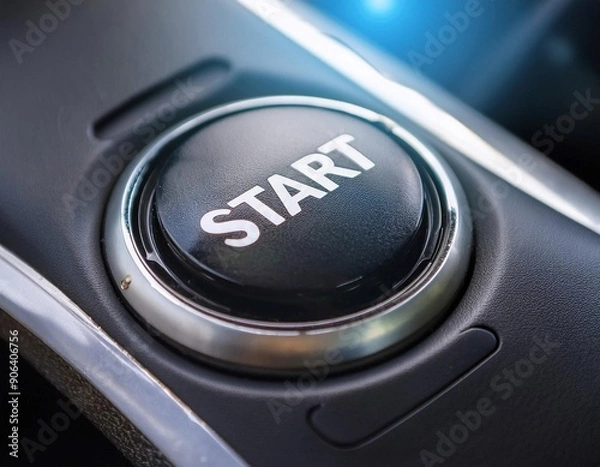 Obraz Start button on a device, representing initiation, beginning, and operational readiness.