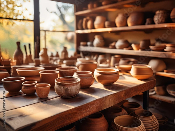 Fototapeta clay pots in the workshop