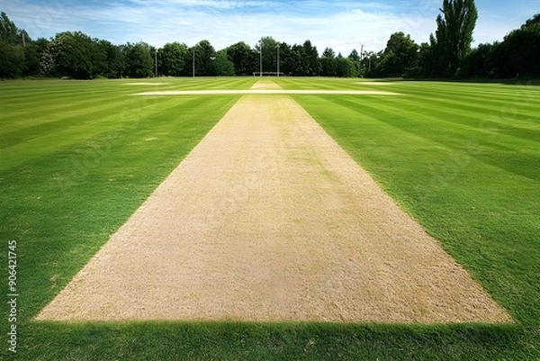 Fototapeta Cricket pitch field background
