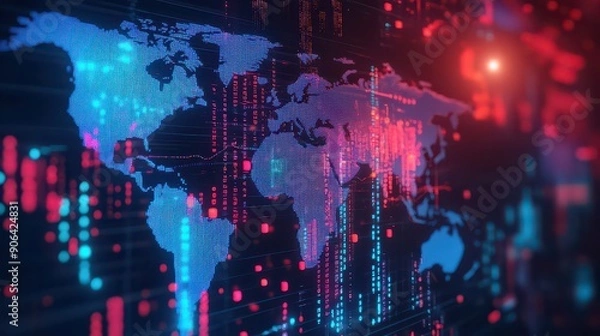 Fototapeta Global Data Streams and Market Pulse