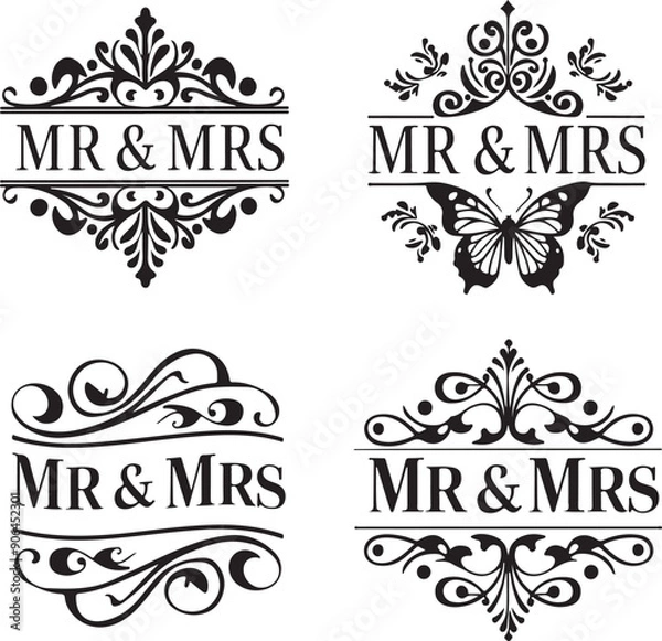 Obraz Mr and Mrs Monogram Vector Set