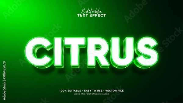 Fototapeta Editable green 3d text effect, glow light text style effect