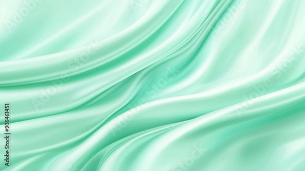 Fototapeta Abstract Mint Green Wavy Fabric Texture Background With Smooth Flowing Lines Creating A Fresh And Calming Ambiance