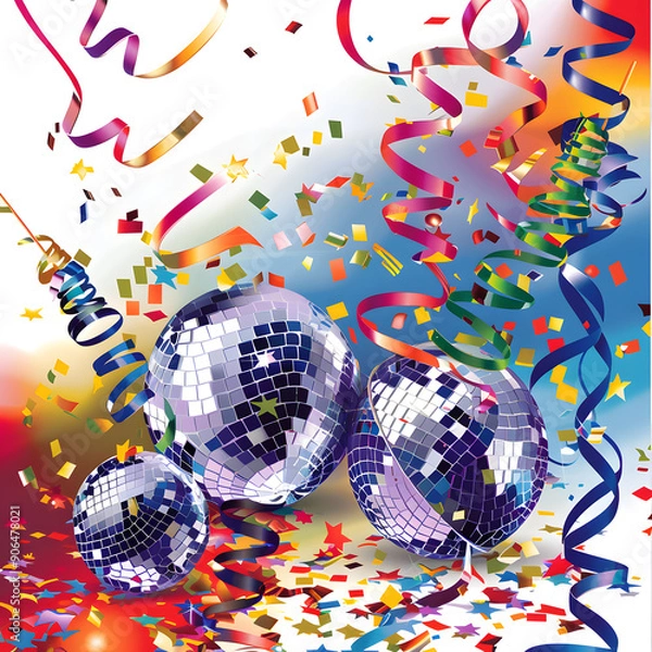 Fototapeta 2D illustrated New Year card in a cute graphic style