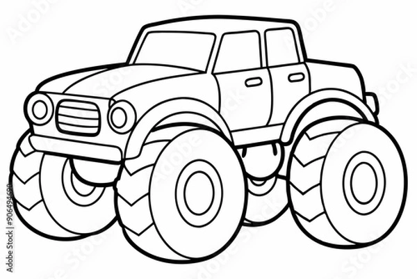 Obraz Monster truck vector illustration,  old Monster car vector graphic.