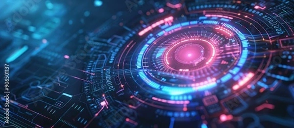 Fototapeta Abstract Technology Interface with Glowing Circles and Lines