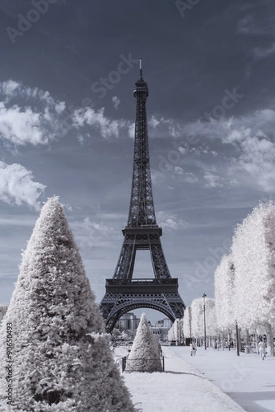 Fototapeta Eiffel tower in infrared