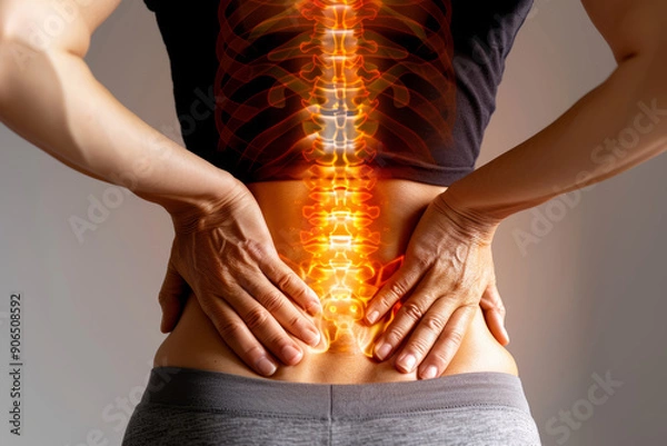 Fototapeta Sciatica_with_woman_feeling_her_back