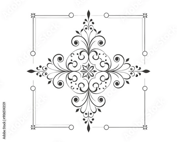 Obraz Set of Fancy Decorative Ornamental Lines vector. ai generated