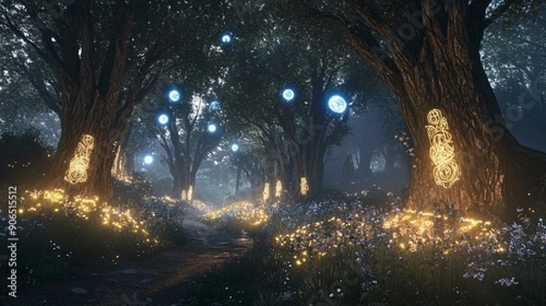 Obraz A stunning view of a crystal cavern, where the walls and ceiling are covered with intricate, shimmering crystal formations. The crystals vary in size and color, from deep emerald greens to bright