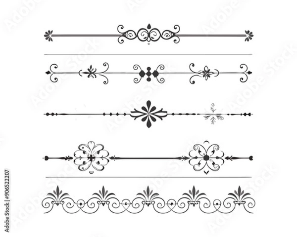 Obraz Set of Fancy Decorative Ornamental Lines vector. ai generated